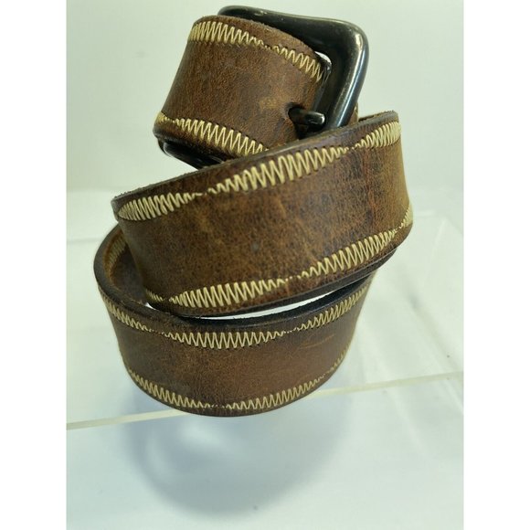 Another Line Inc Vintage Whip Stitch Thick Leather Belt Mens 38” - Picture 9 of 10